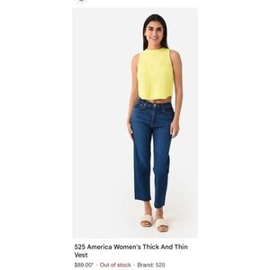 525 America Knit Tank Top Womens M Sleeveless Cotton Blend Beachy Cute Yellow